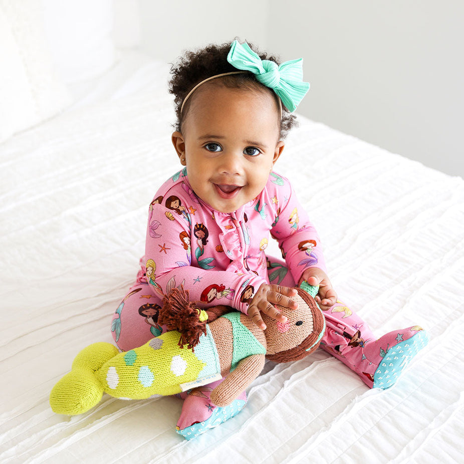 Mermaid Footie Ruffled Zippered One Piece