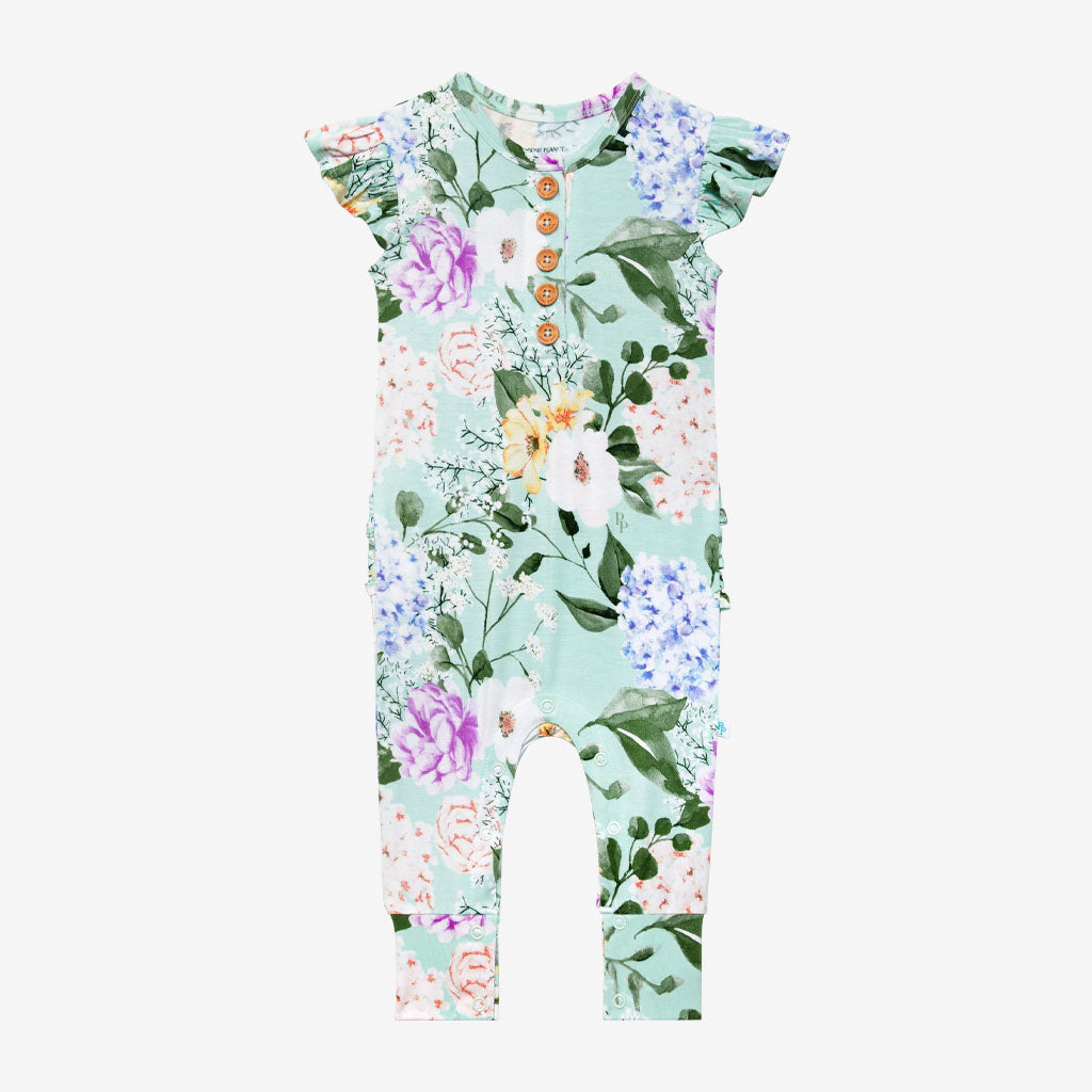 Erin Ruffled Cap Sleeve Henley Romper