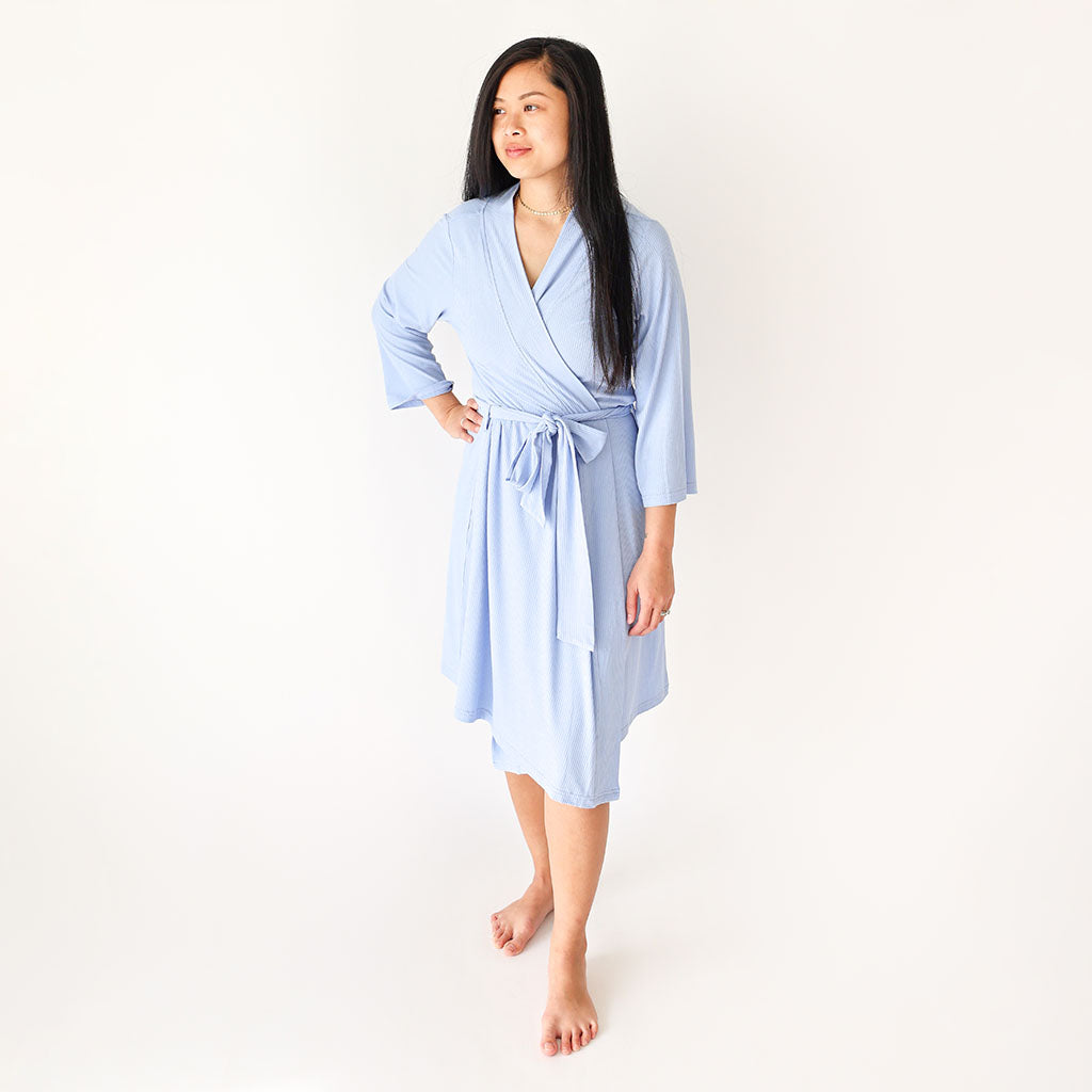 Powder Blue Ribbed Robe