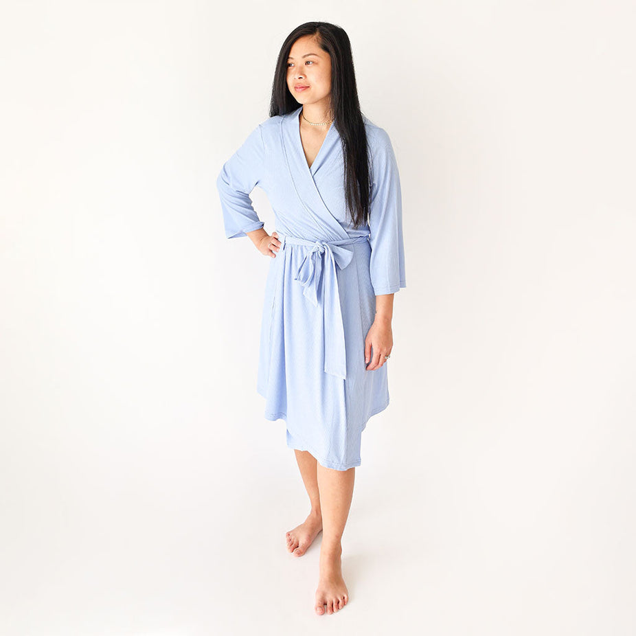 Powder Blue Ribbed Robe