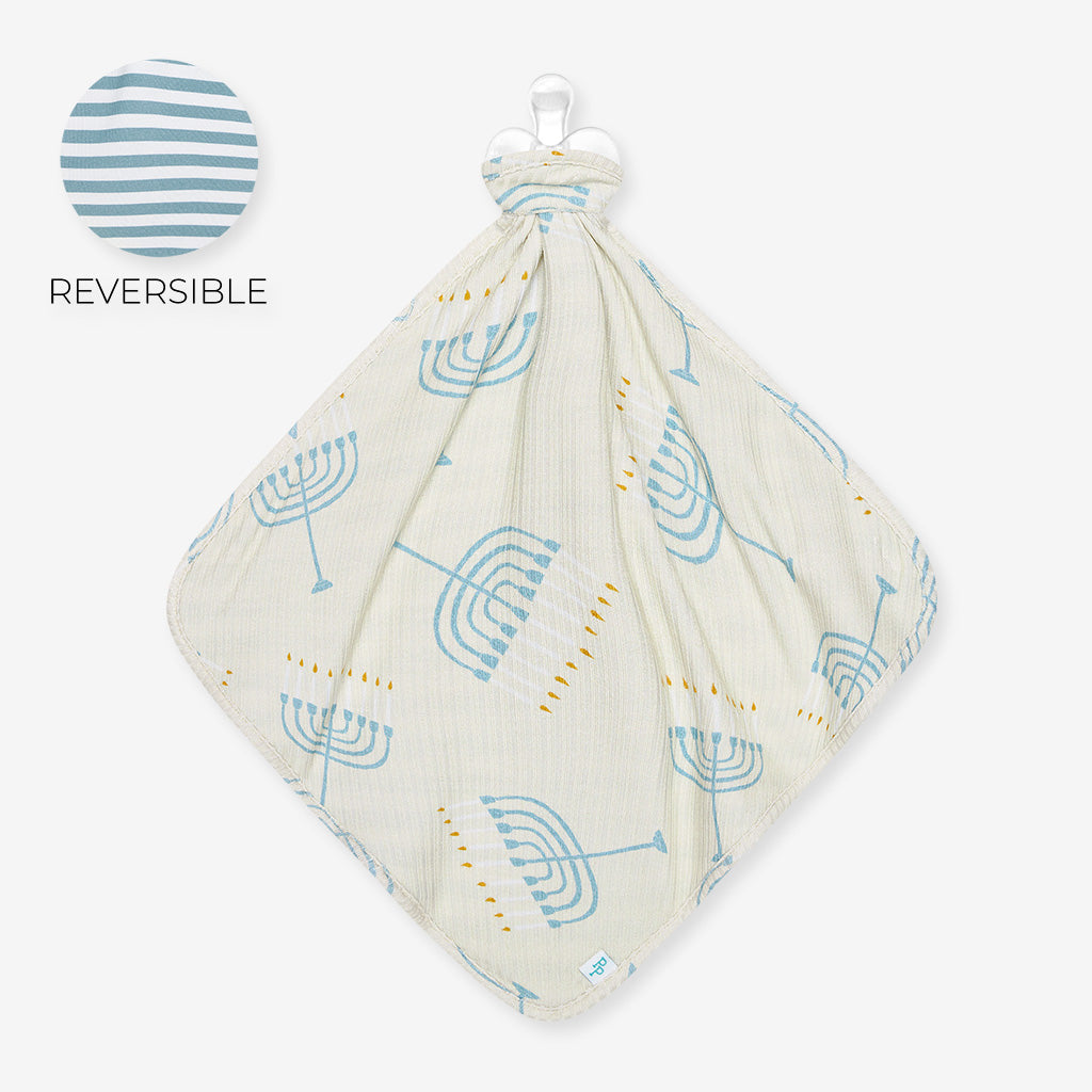 Happy Hanukkah & Menorah Blue Stripe Lovey