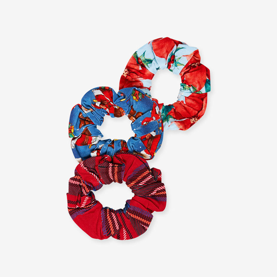 Red Tartan Plaid Scrunchie Set