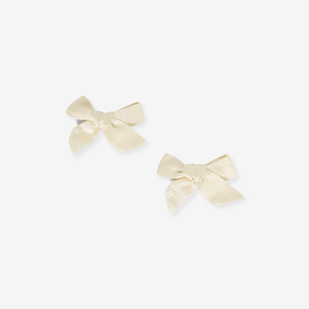Champagne Gold Mini Bow Hair Clips