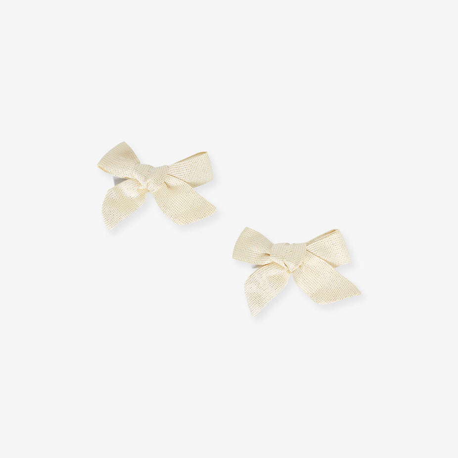 Champagne Gold Mini Bow Hair Clips