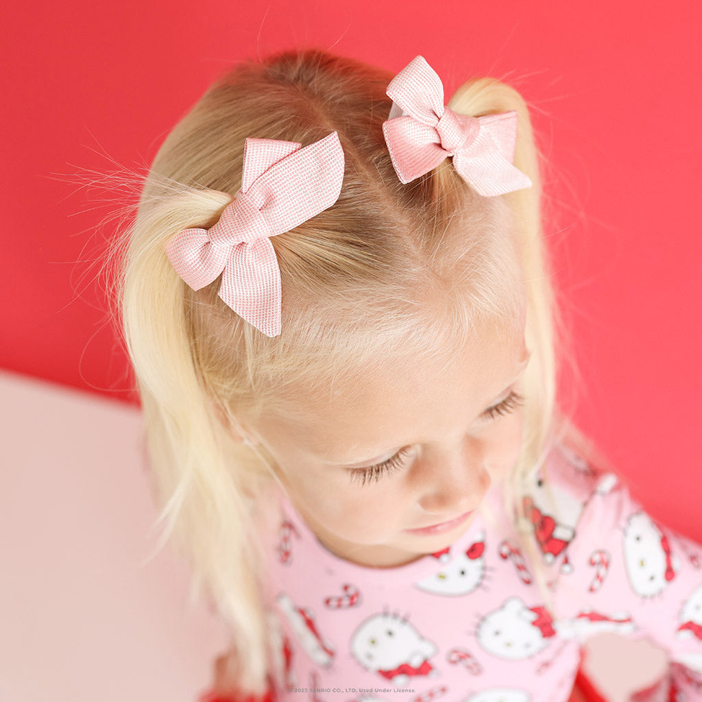 Pink Dream Sparkle Mini Bow Hair Clips