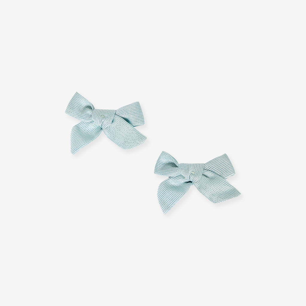 Signature Teal Sparkle Mini Bow Hair Clips