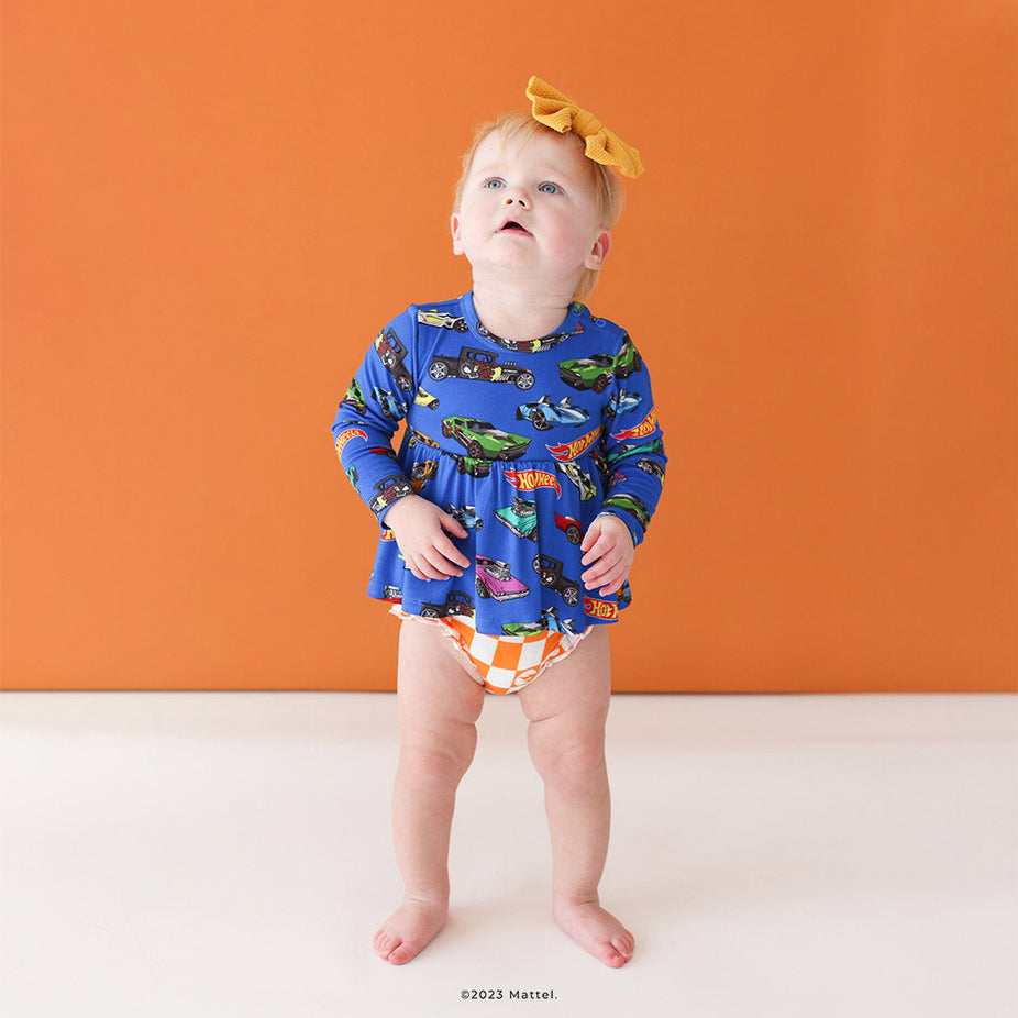 Hot Wheels™ Long Sleeve Peplum Ruffled Bummie Set