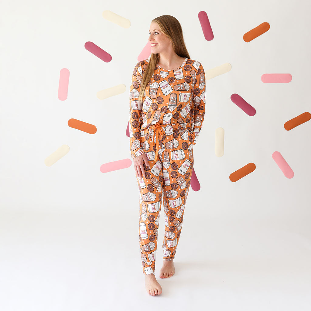 Coffee & Donuts Women's Long Sleeve Scoop Loungewear