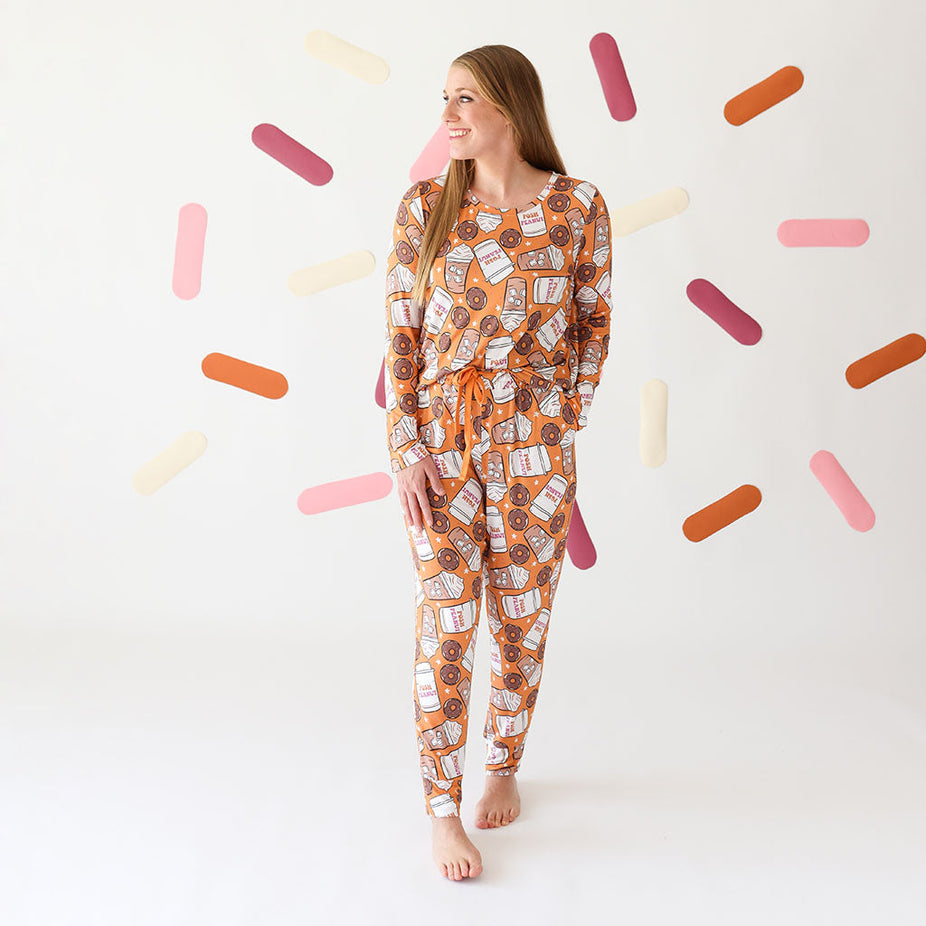 Coffee & Donuts Women's Long Sleeve Scoop Loungewear