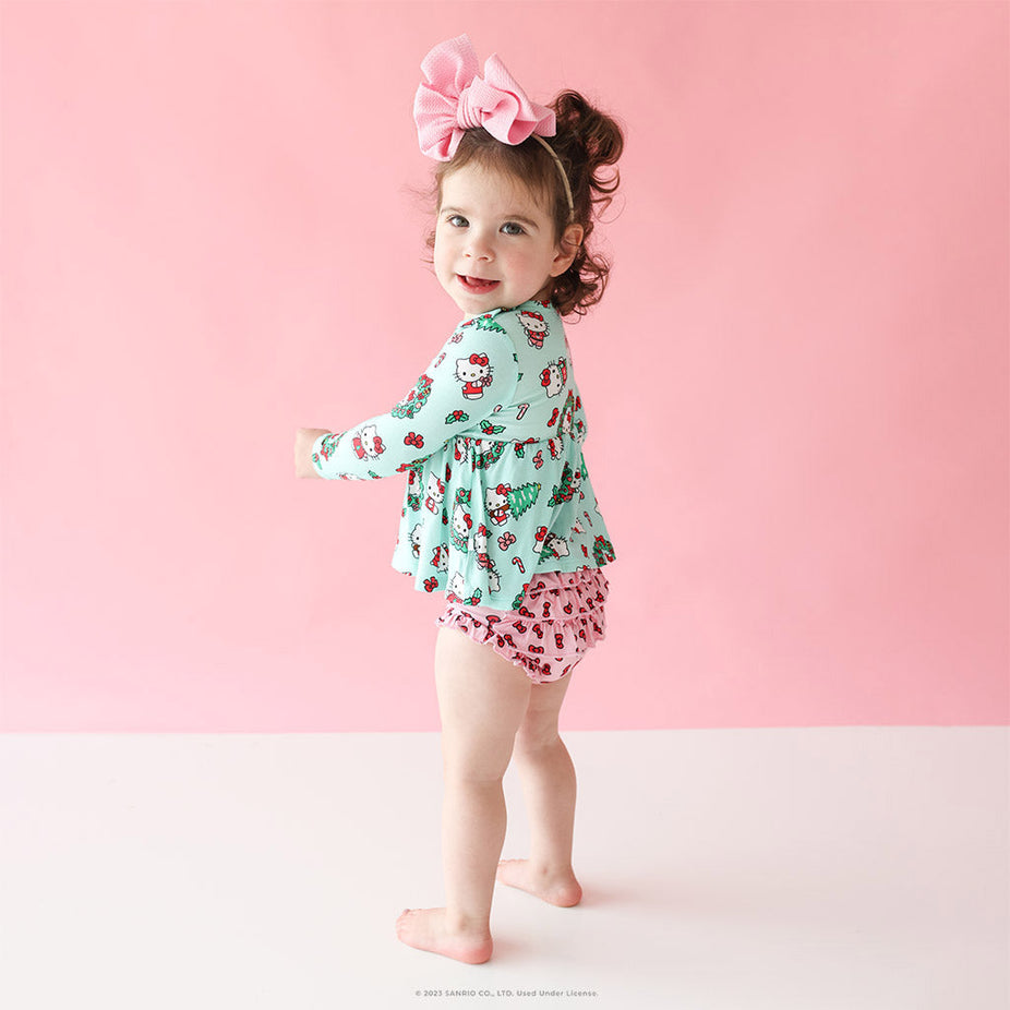 Hello Kitty® Wreath Long Sleeve Peplum Ruffled Bummie Set