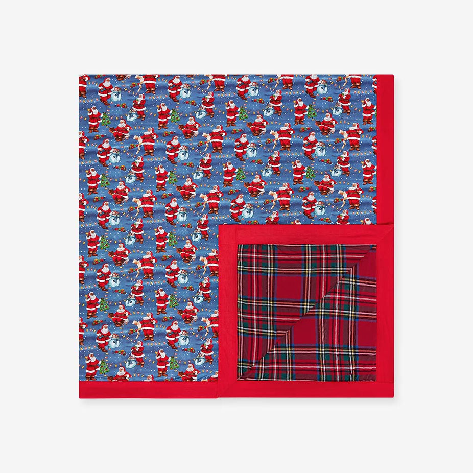 Santa Claus & Red Tartan Plaid Luxe Patoo® Blanket