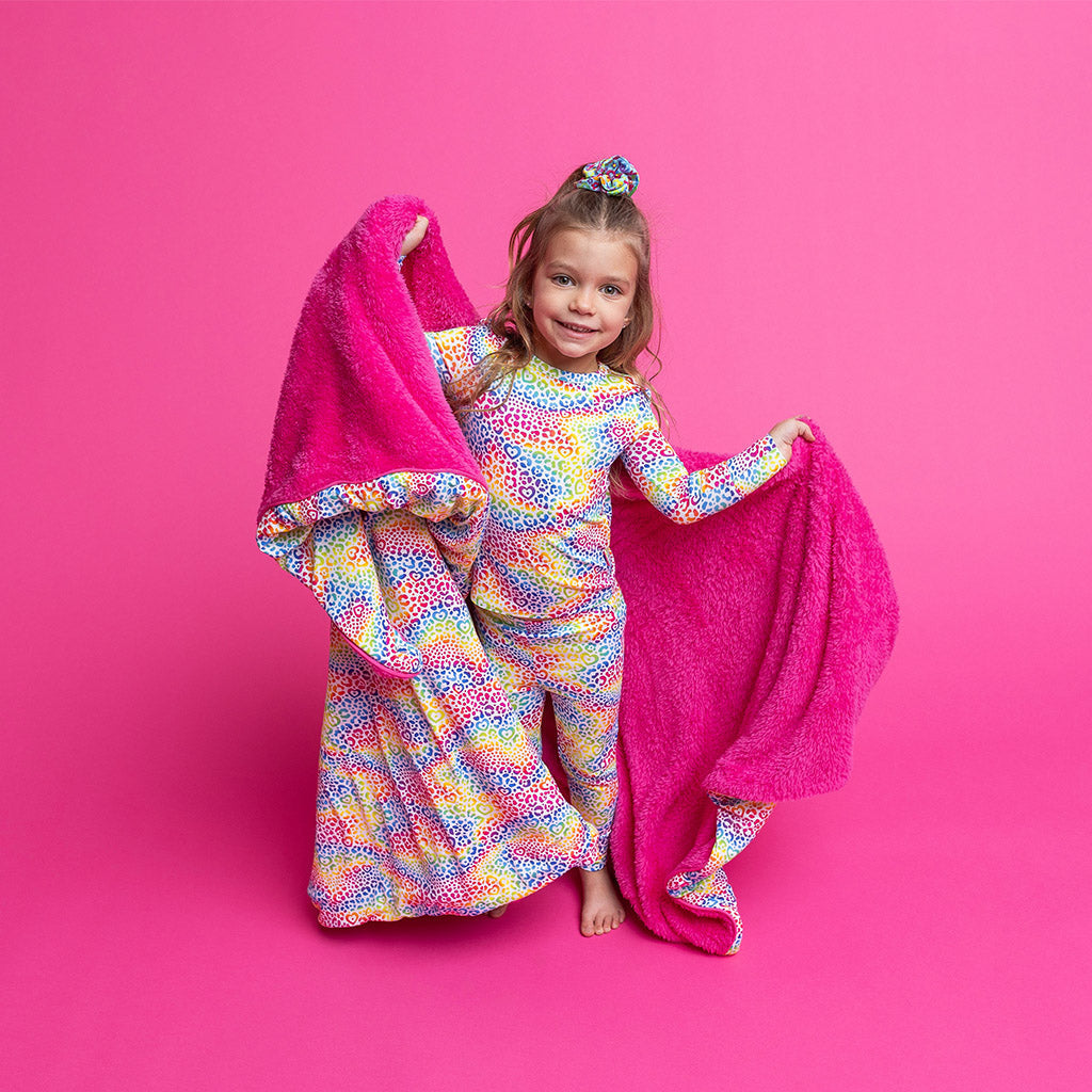 Lisa Frank® I Love Rainbow Leopard Luxe Plush Patoo® Blanket