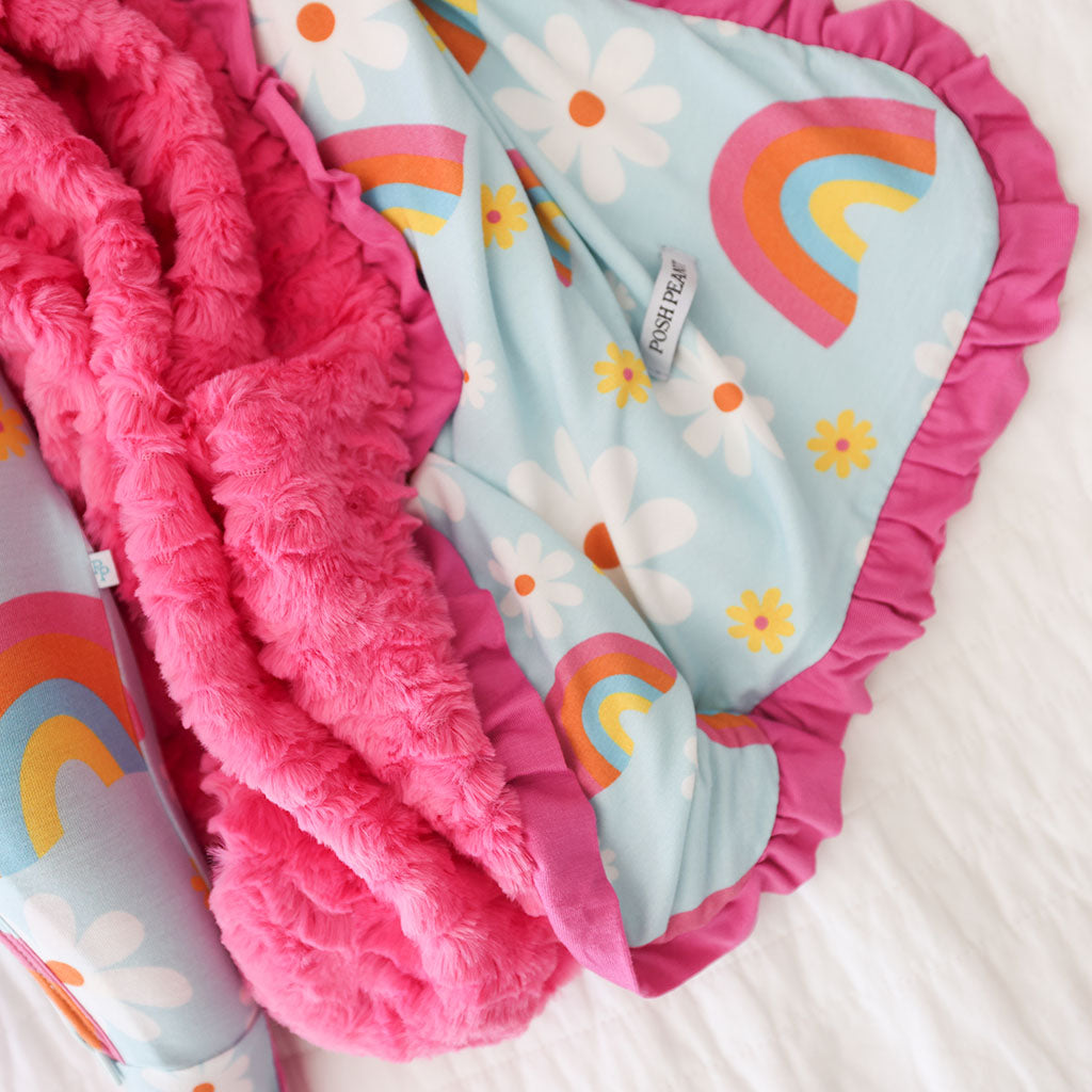 Dancing Daisies Minky Ruffled Luxette Patoo® Blanket