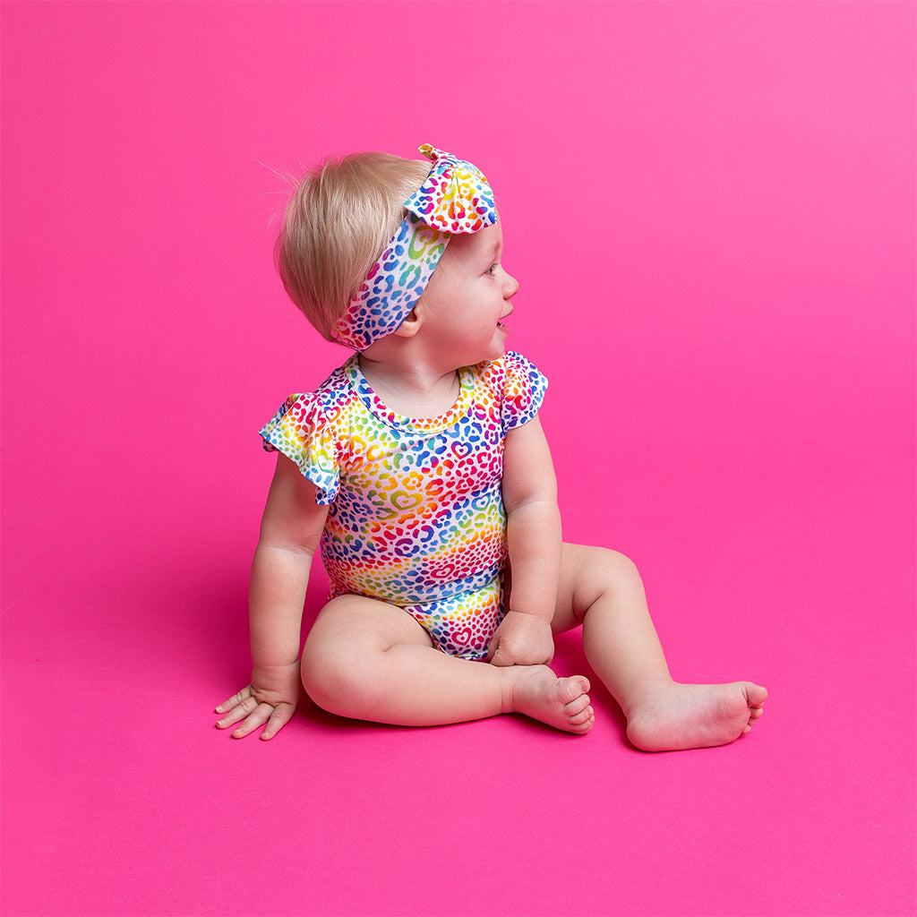 Lisa Frank® I Love Rainbow Leopard Ruffled Bodysuit