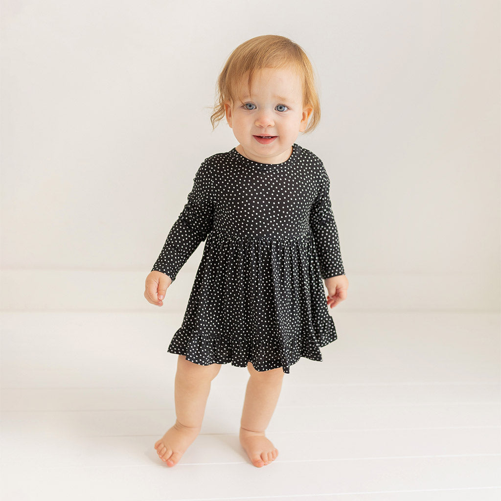Aggie Long Sleeve Ruffled Bodysuit Dress