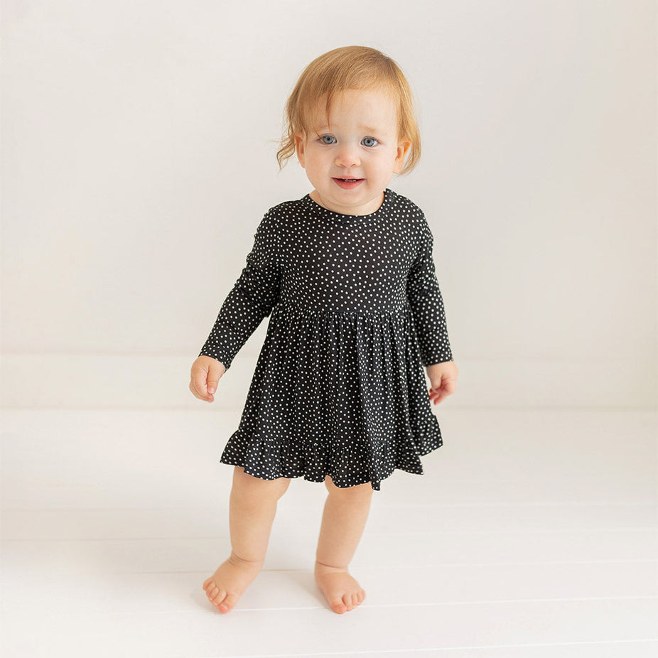 Aggie Long Sleeve Ruffled Bodysuit Dress