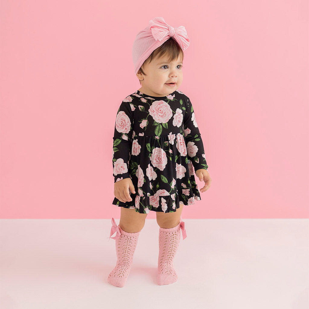 Harley Long Sleeve Ruffled Bodysuit Dress