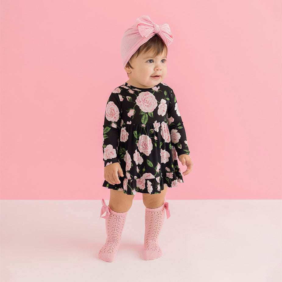 Harley Long Sleeve Ruffled Bodysuit Dress