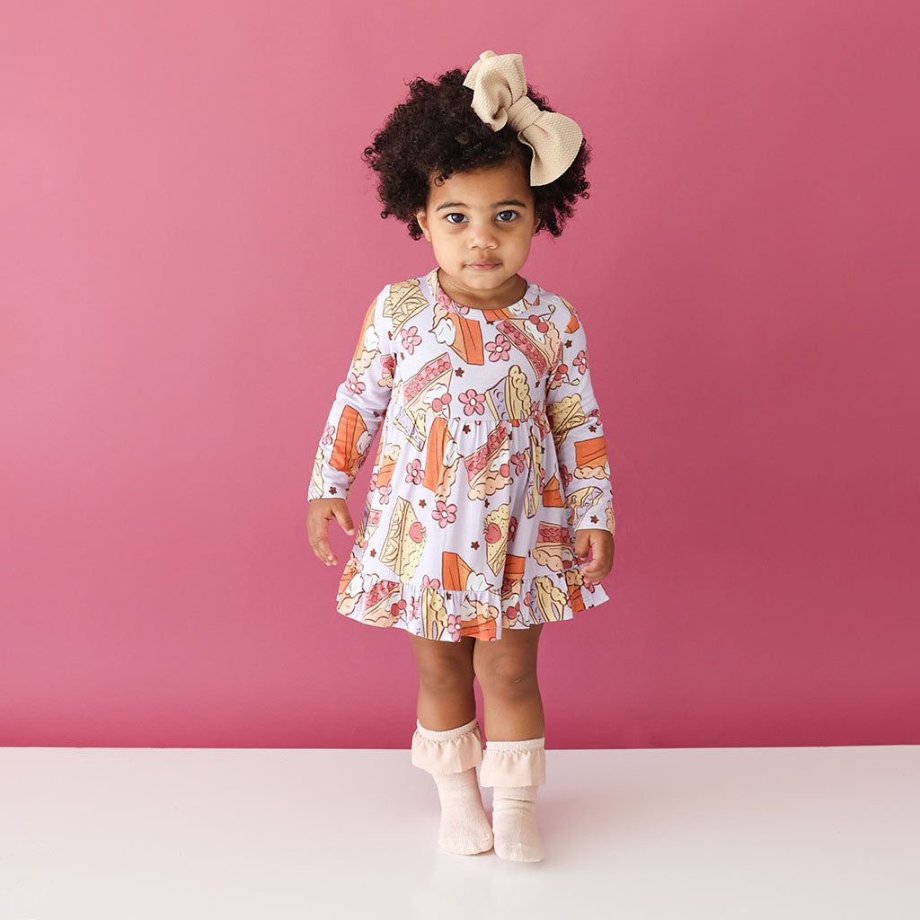 Pie Love You Long Sleeve Ruffled Bodysuit Dress