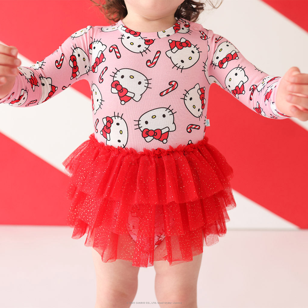 Hello Kitty® Candy Cane Long Sleeve Tulle Skirt Bodysuit Dress