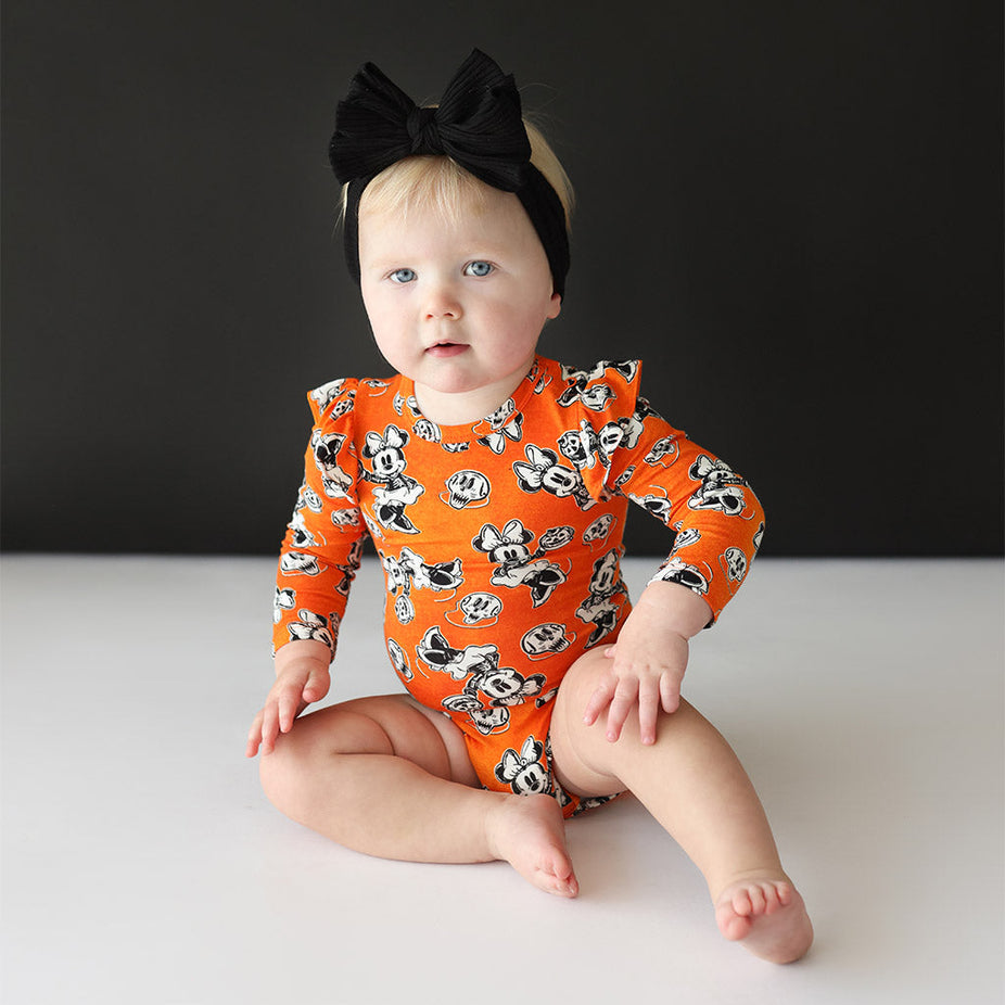 Disney Minnie Mouse Halloween Long Sleeve Ruffled Bodysuit
