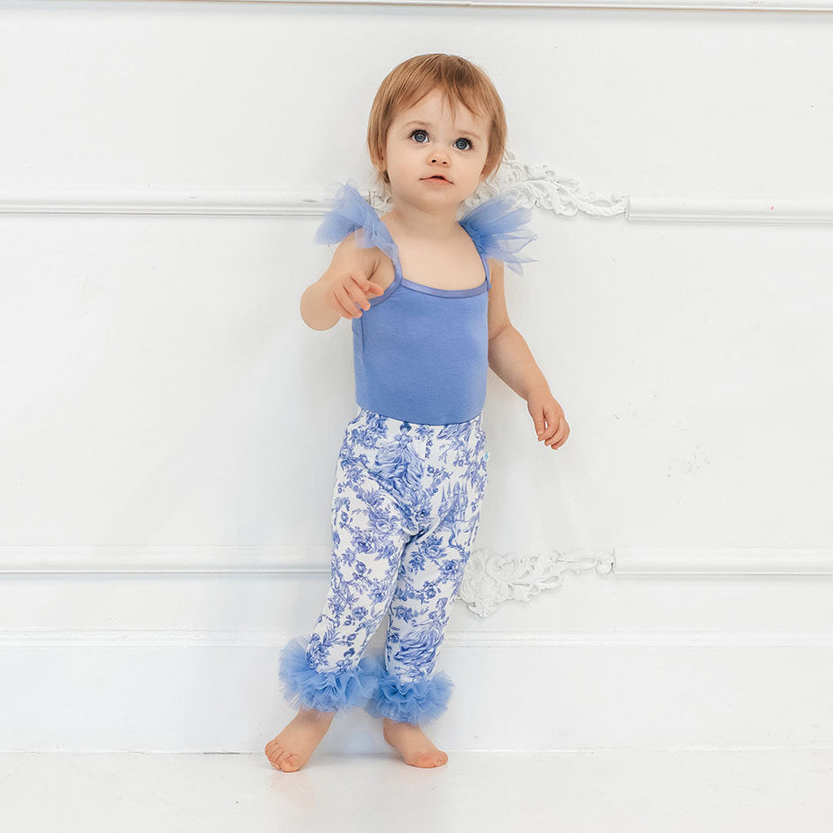 Blue Dew Ruffled Tulle Sleeveless Bodysuit