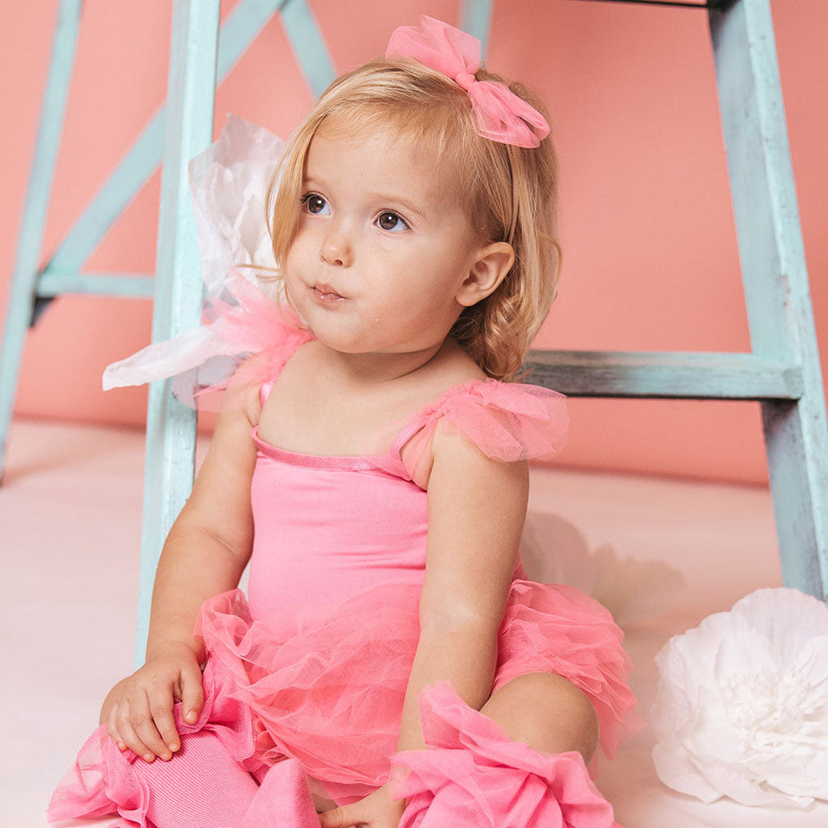 Cruisin' Pink Ruffled Tulle Sleeveless Bodysuit