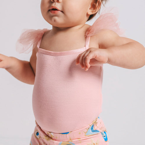 Starry Pink Ruffled Tulle Sleeveless Bodysuit