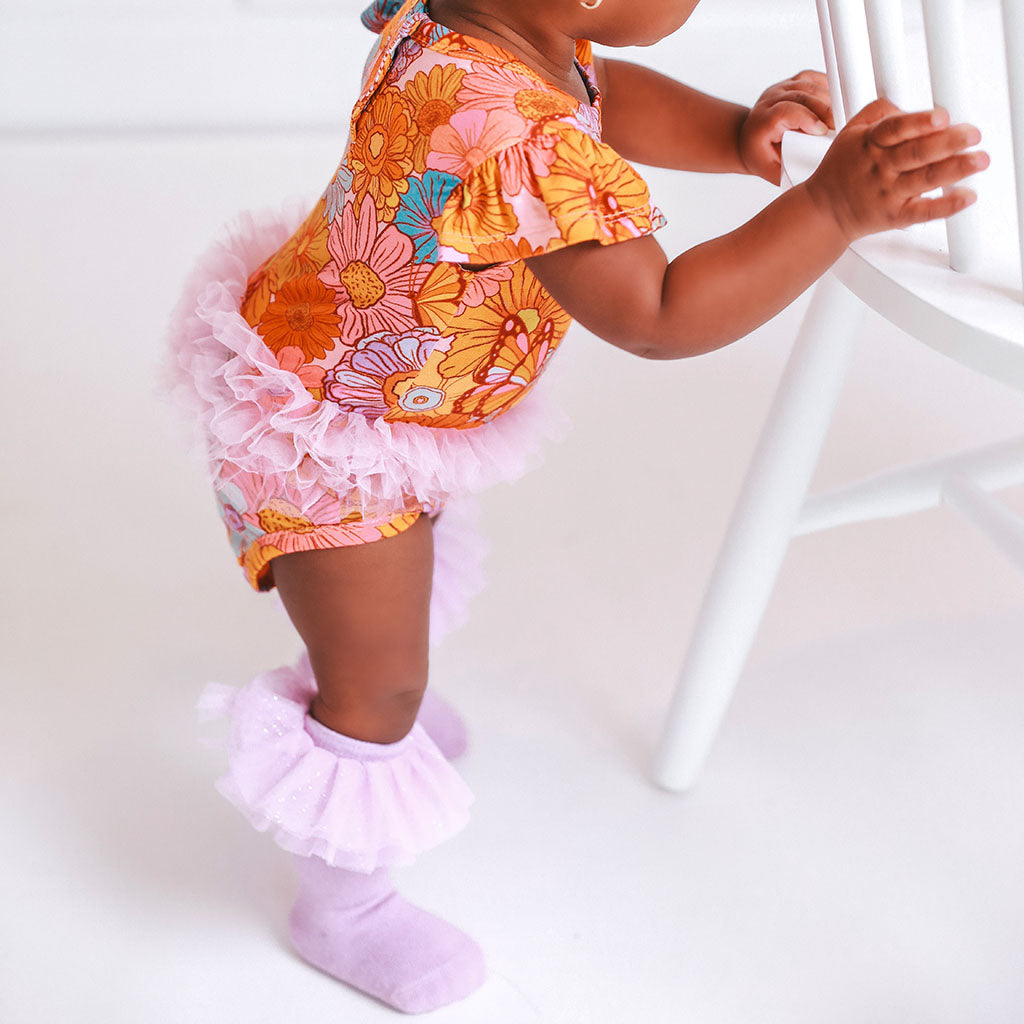 Meadow Ruffled Cap Sleeve Tulle Bodysuit