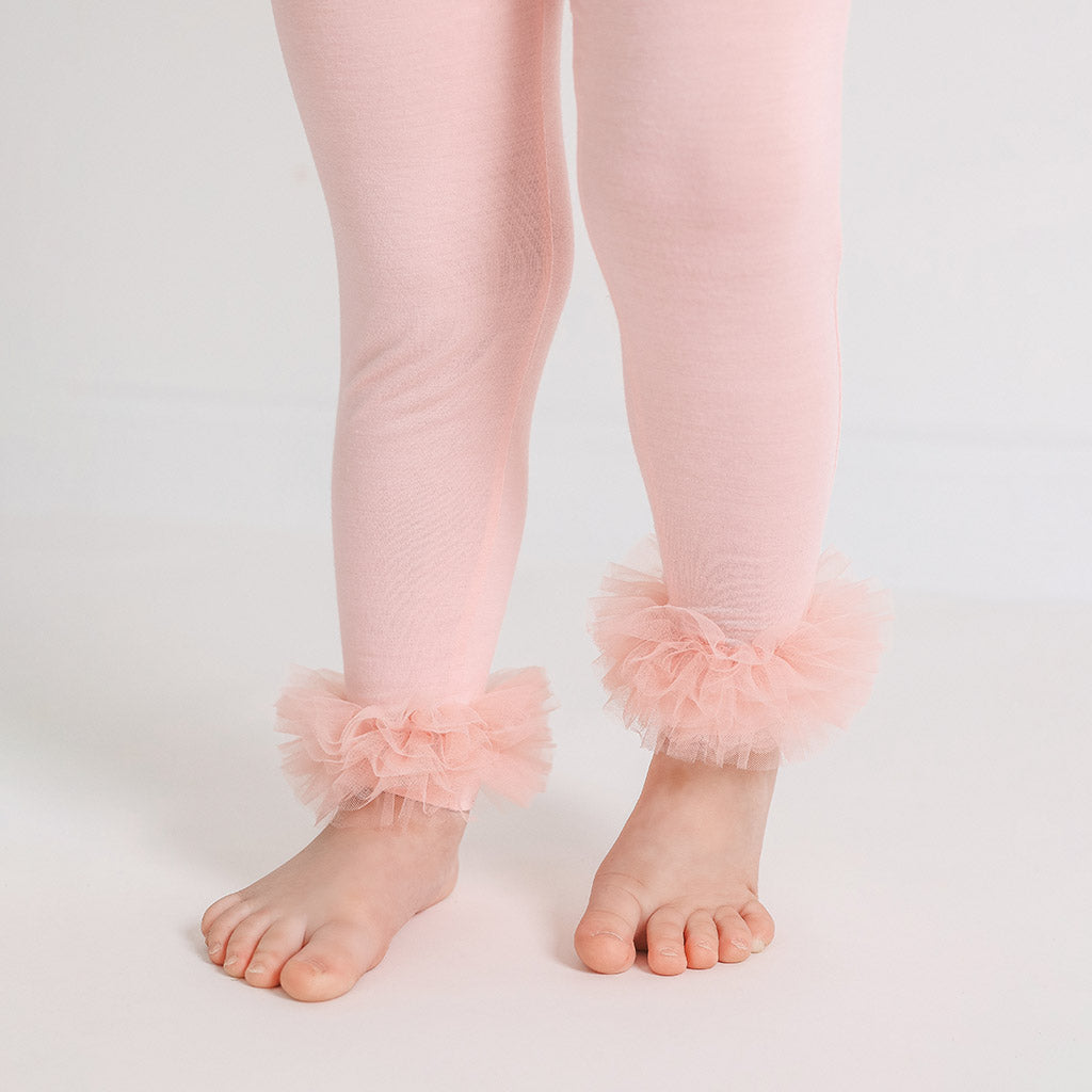 Starry Pink Tulle Ruffled Leggings