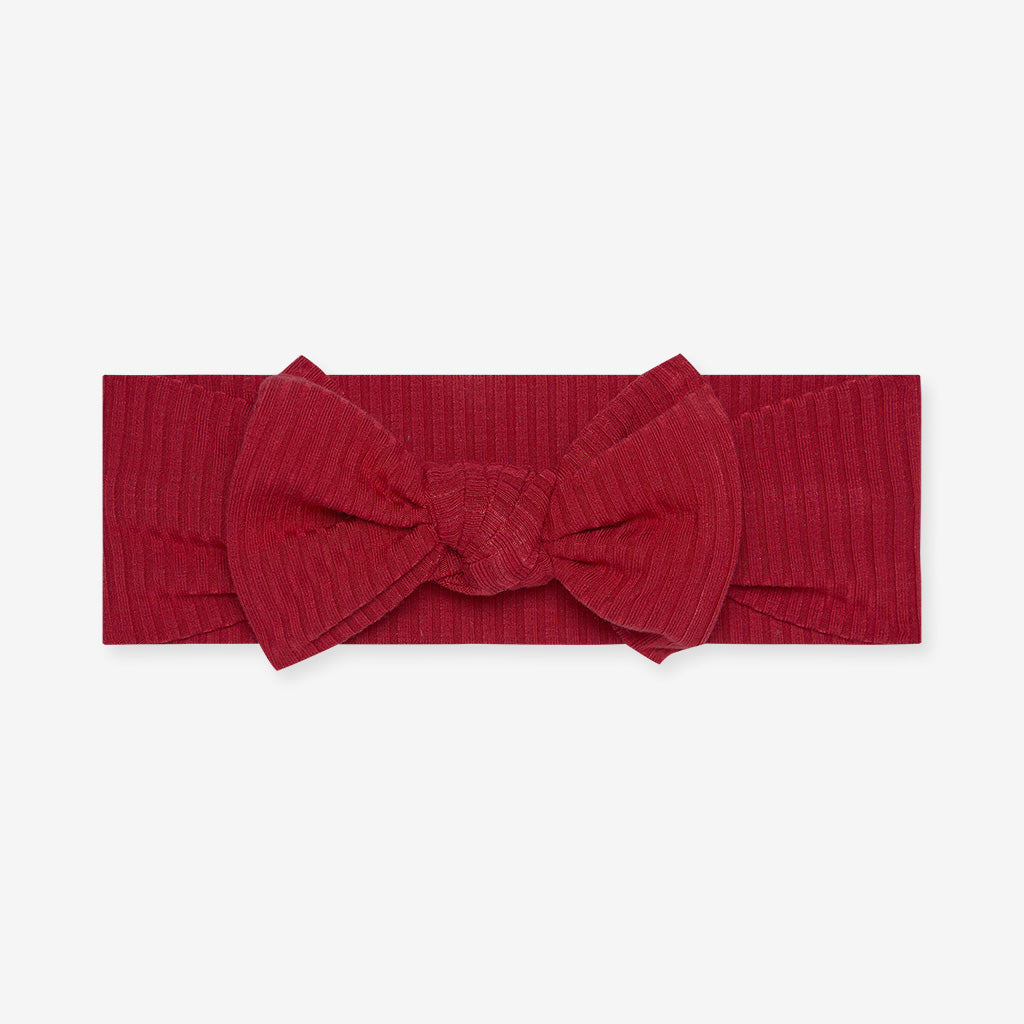Dark Red Ribbed Headwrap