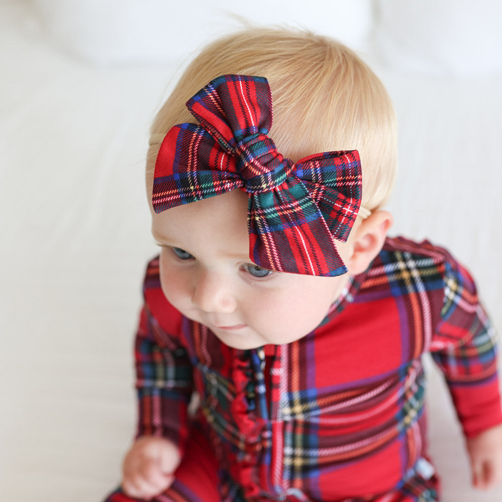 Red Tartan Plaid Nylon Headband