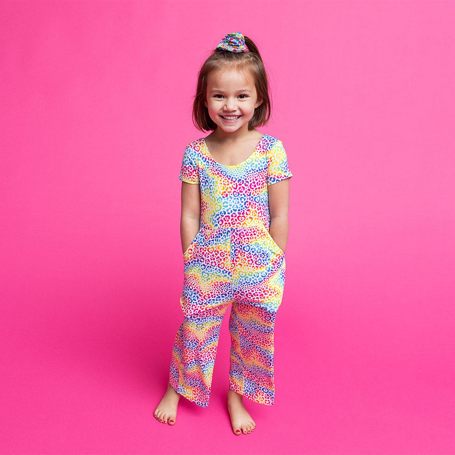 Lisa Frank® I Love Rainbow Leopard Scoop Back Jumpsuit