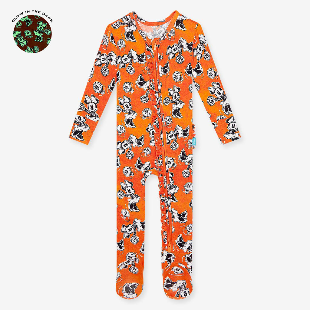 Disney Minnie Mouse Halloween Footie Ruffled Zippered One Piece