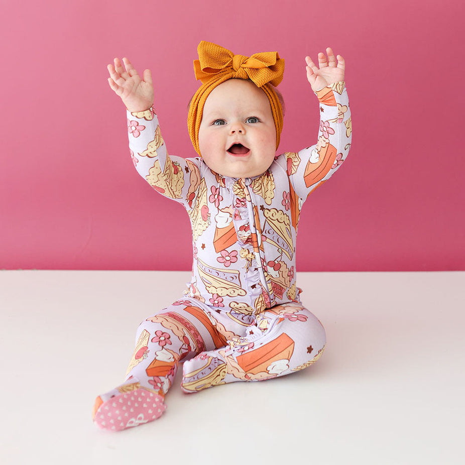 Pie Love You Footie Ruffled Zippered One Piece