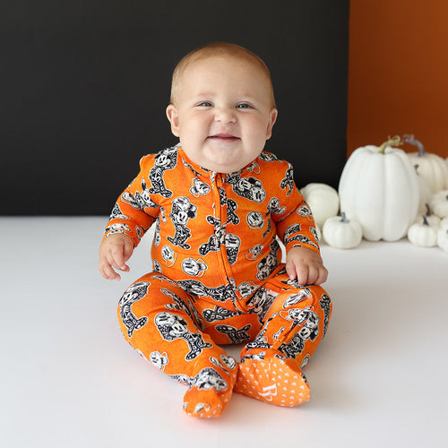 Disney Mickey Mouse Halloween Footie Zippered One Piece