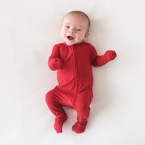 Dark Red Ribbed Convertible One Piece