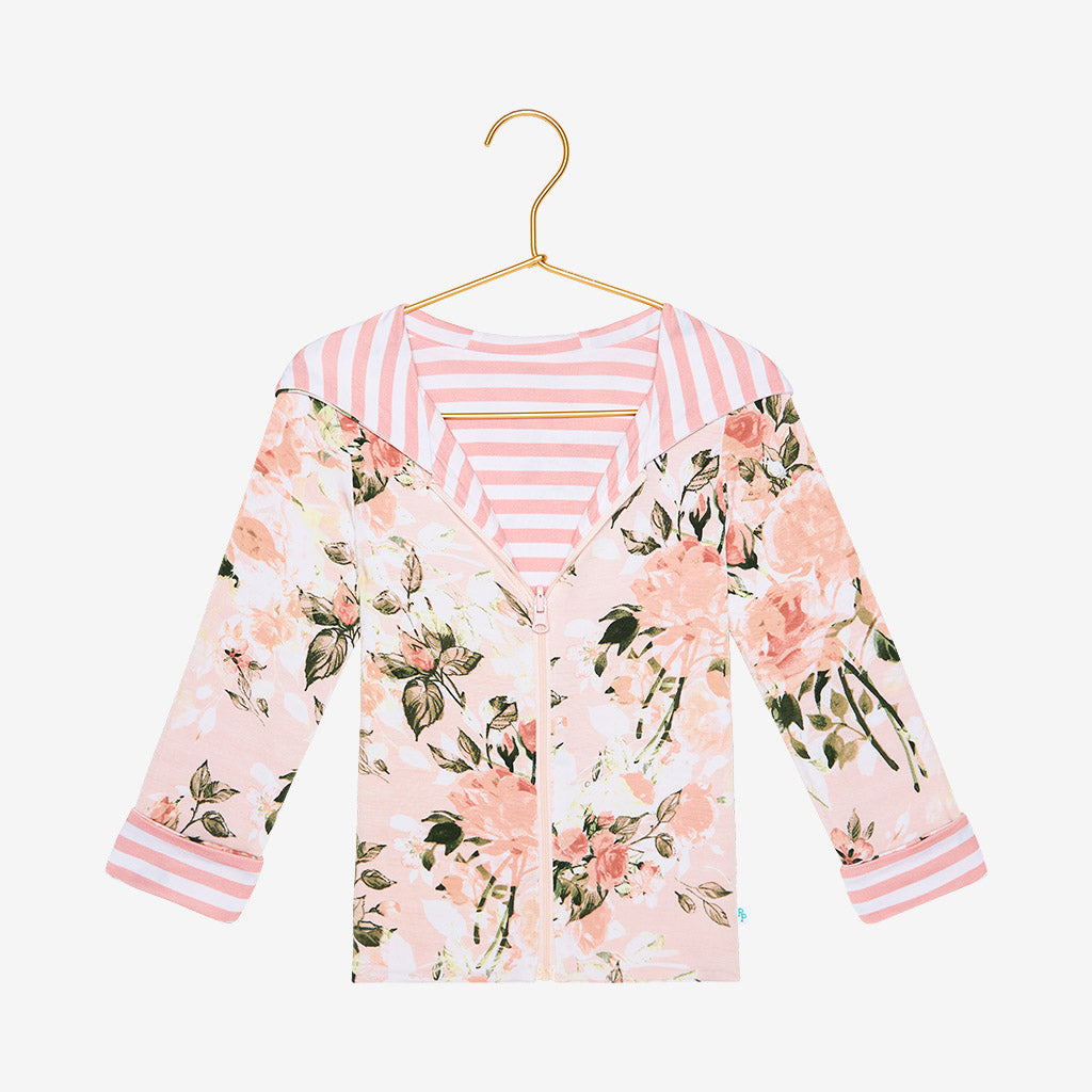 Vintage Pink Rose & Rose Stripe Reversible Long Sleeve Jacket