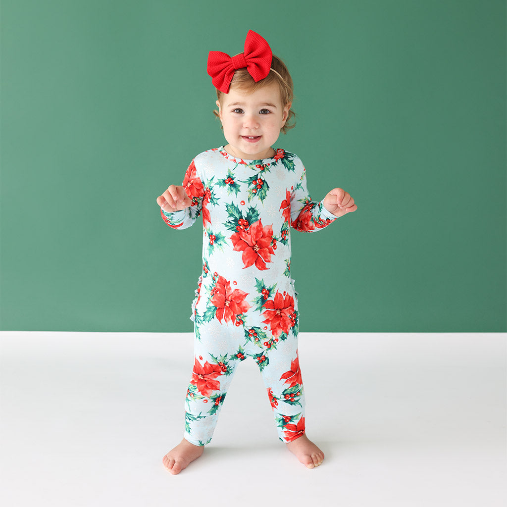 Winter Lily Long Sleeve Ruffled Romper