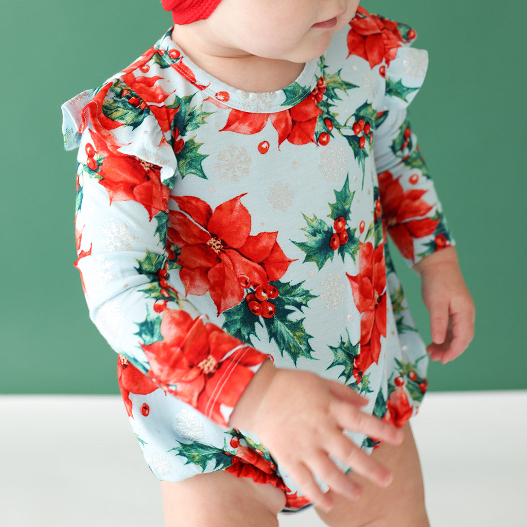 Winter Lily Ruffled Long Sleeve Bubble Romper