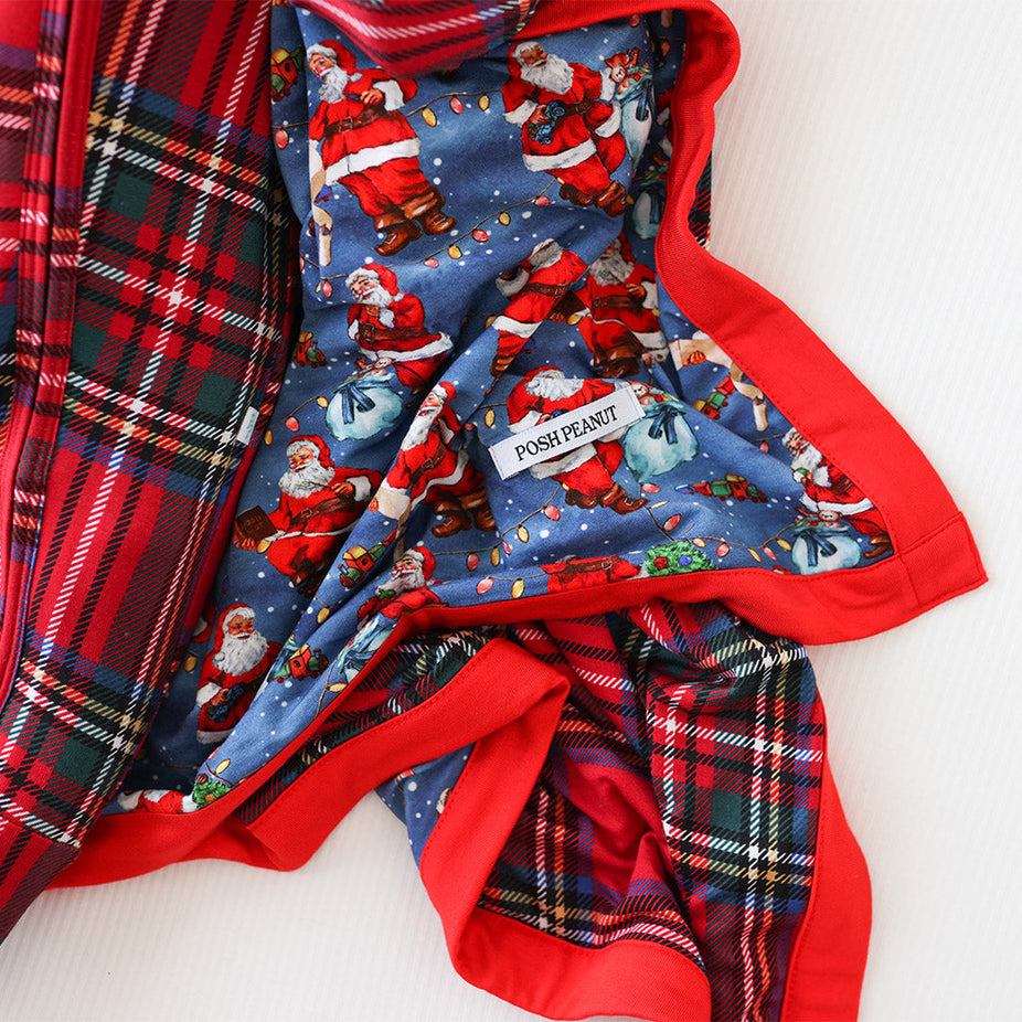Santa Claus & Red Tartan Plaid Luxette Patoo® Blanket