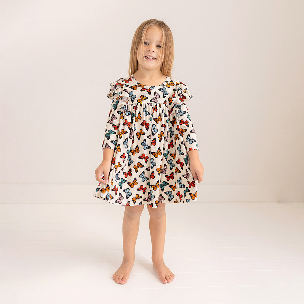 Larisa 3/4 Sleeve Flutter Dress
