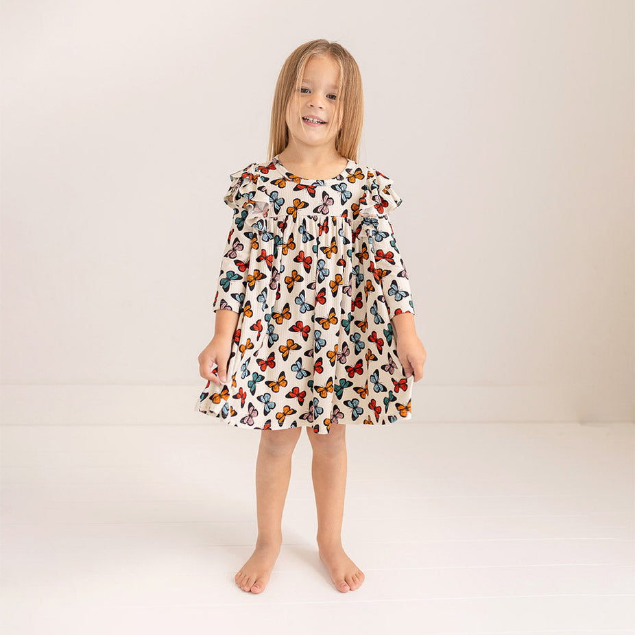 Larisa 3/4 Sleeve Flutter Dress