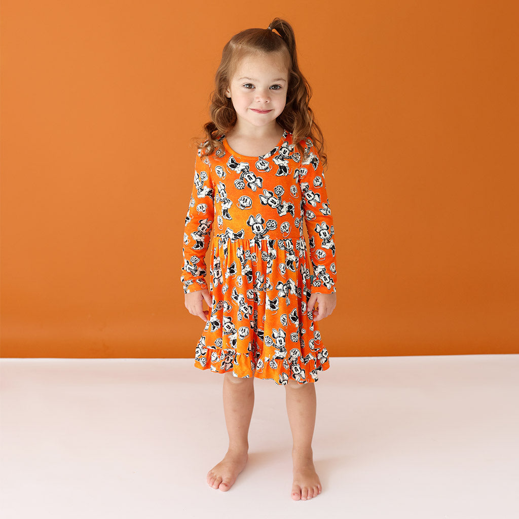 Disney Minnie Mouse Halloween Long Sleeve Ruffled Twirl Dress