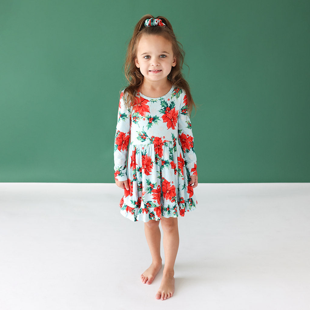 Winter Lily Long Sleeve Ruffled Twirl Dress