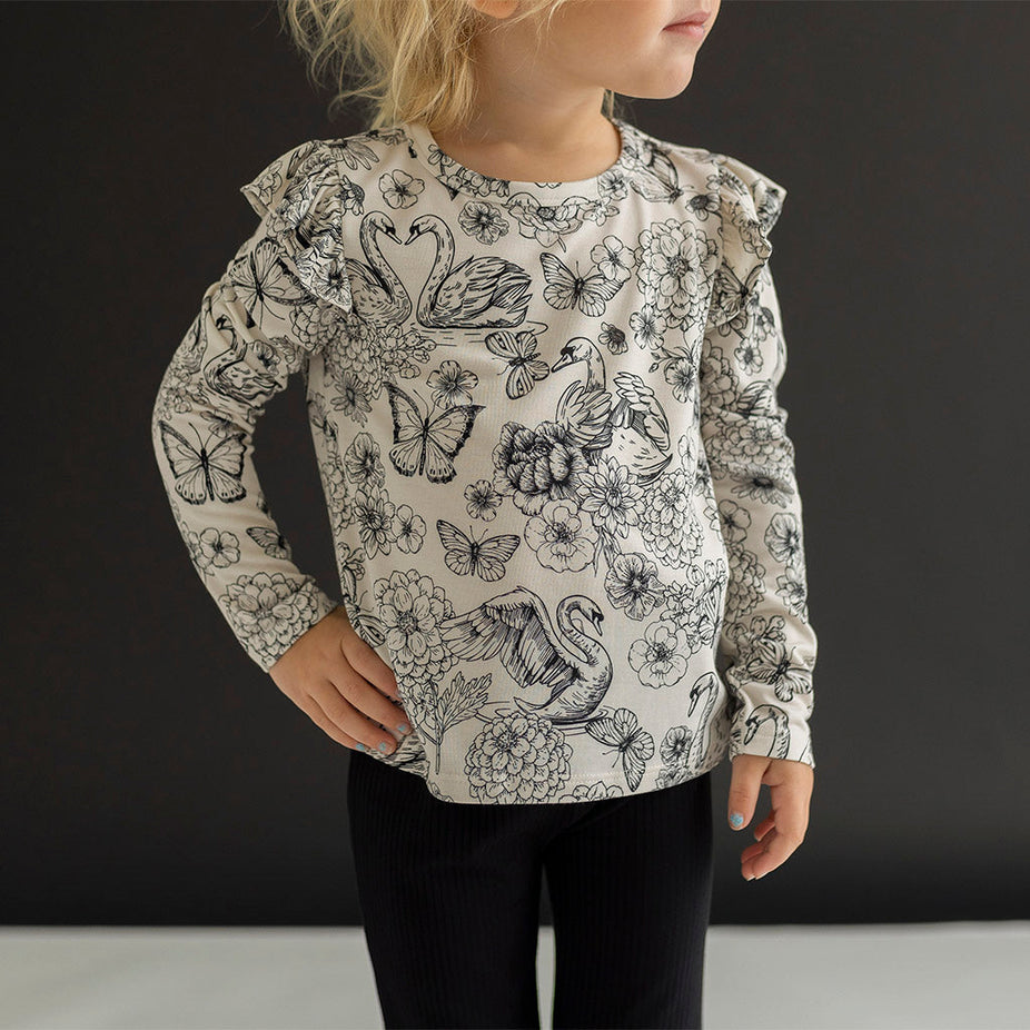 Junie Long Sleeve Ruffled Shoulder Top