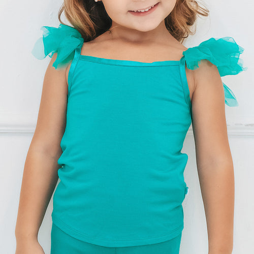 Signature Teal Ruffled Tulle Cami