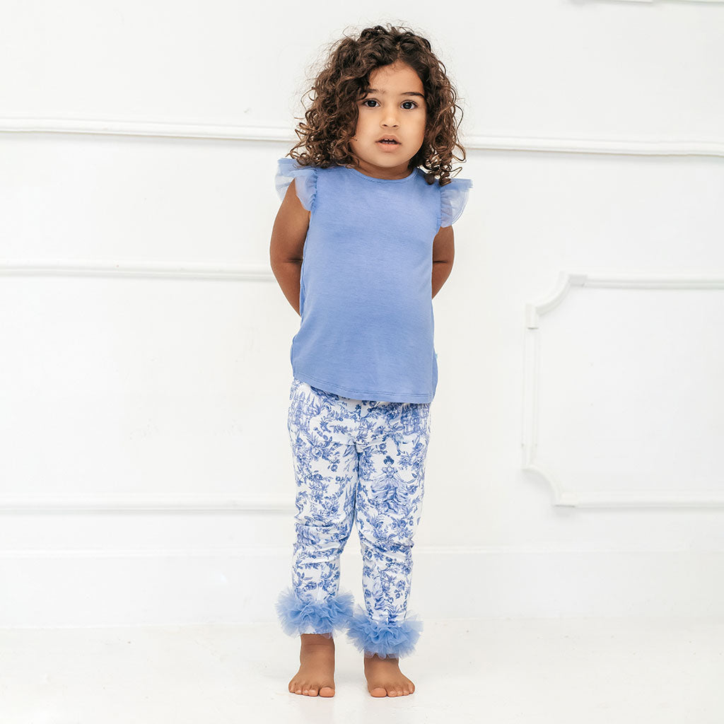 Blue Dew Tulle Sleeve Shirt