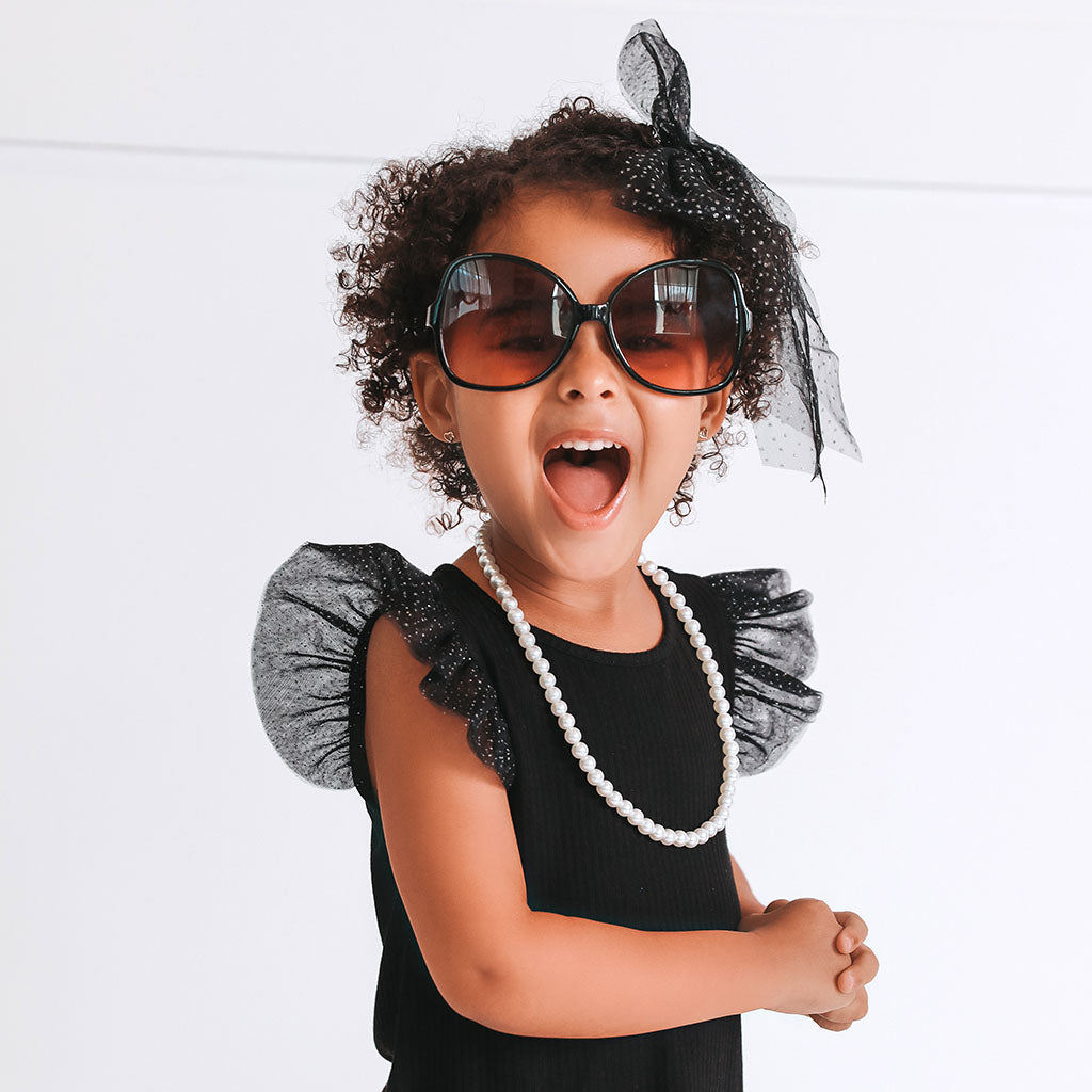 Black Ribbed Tulle Sleeve Shirt