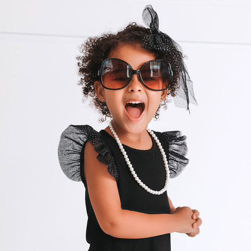 Black Ribbed Tulle Sleeve Shirt